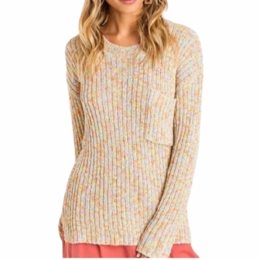 NWT Lush Gianna Knit Ribbed Long Sleeve Sweater L